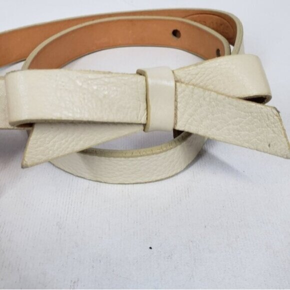 Brave Cream Narrow Leather Belt Bow Detail Size 28 - Picture 14 of 14